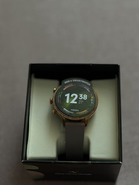 Ceas smartwatch Fossil Gen6 FTW6080, Lavender Silicone, Rose Gold