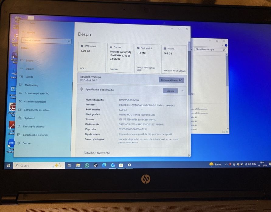 Vând Leptop HP 168 GB
