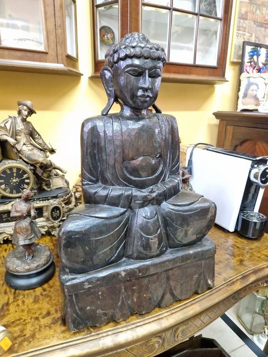 Великолепна антикварна дървена фигура статуетка