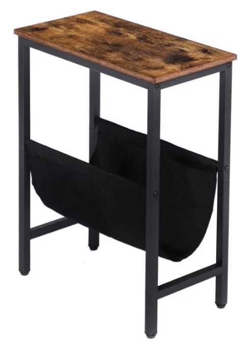 Masuta laterala ingusta HOOBRO, cu spatiu depozitare, negru si maro