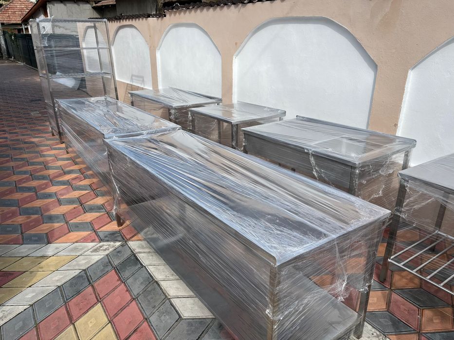 Masa inox cu polita din bara si tabla