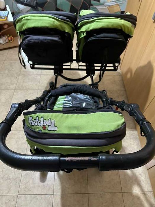 Carucior 3 in 1 pentru tripleti BabyActive Trippy Verde Deschis