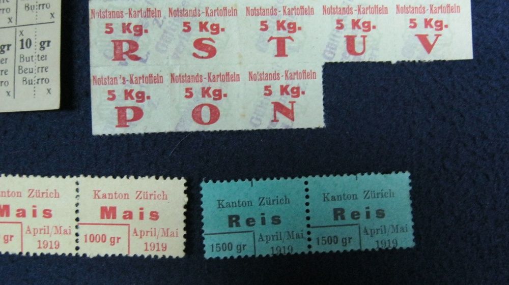 Cartele de rationalizare alimente,WW1,Elvetia.1915-1919.