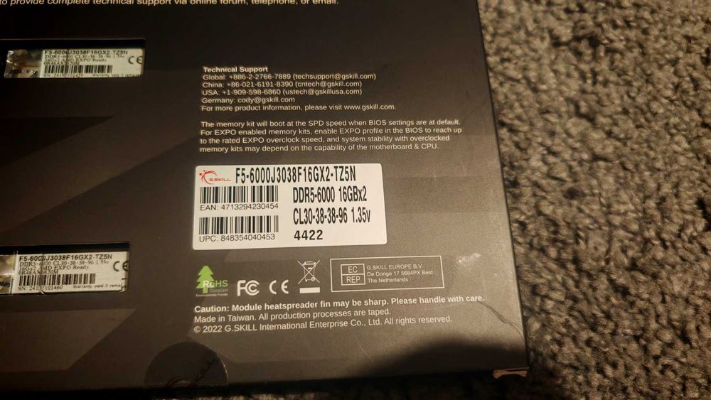 Рам памет G.SKILL Trident Z5 32GB (2x16GB) DDR5 6000MHz CL30