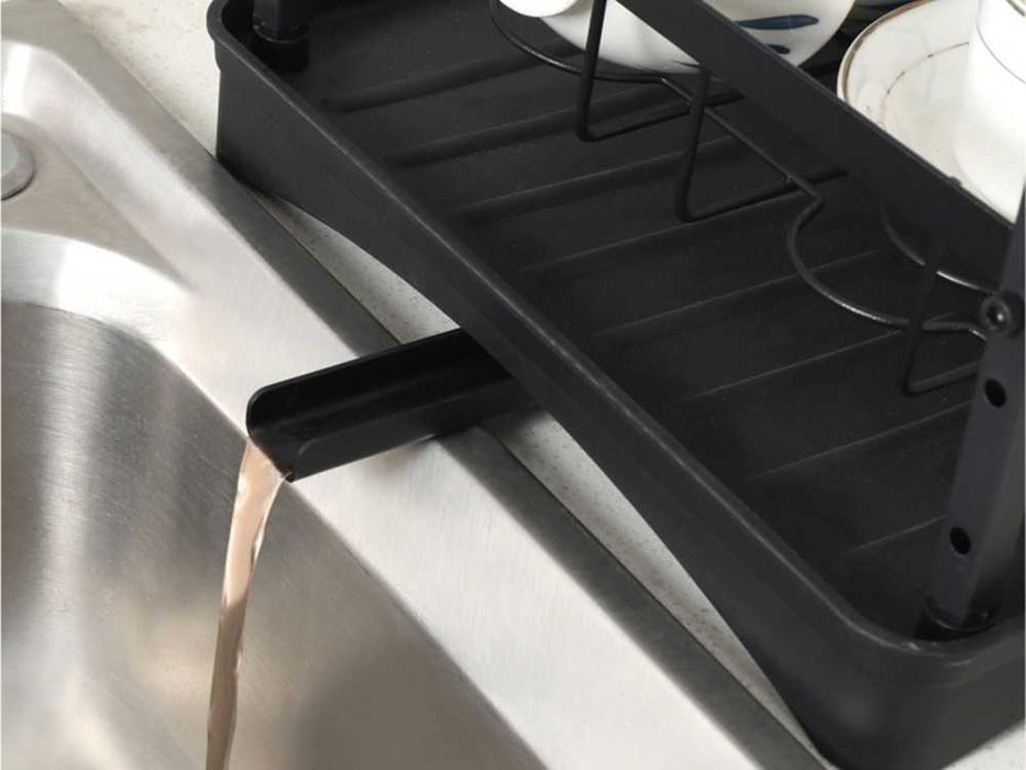 Сушилник за чинии на 2 нива с улей за мивка черен