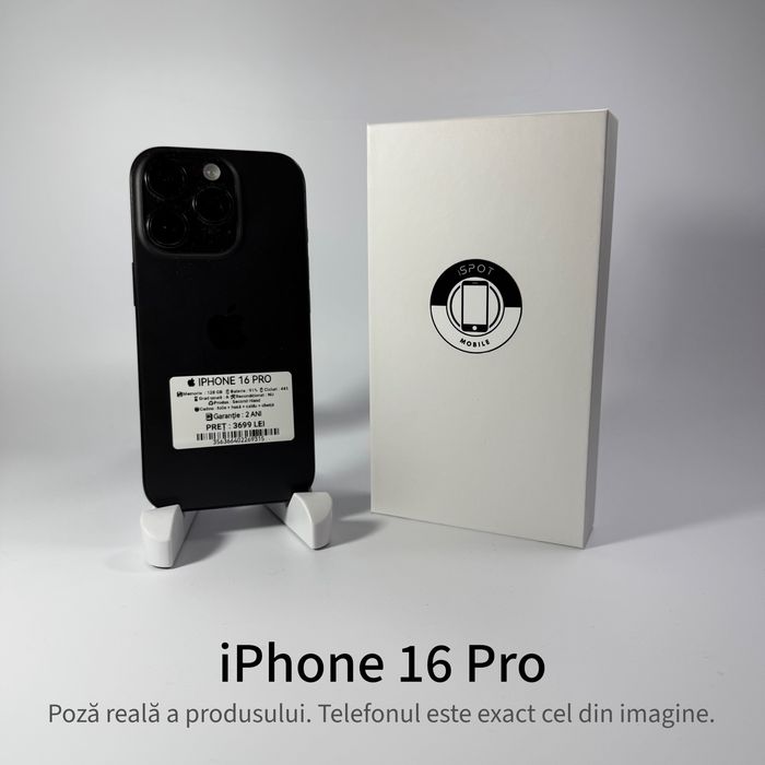 ispotmobile.ro  iPhone 16 PRO 128 GB  , 92% ! Garantie 2 ani + cadou