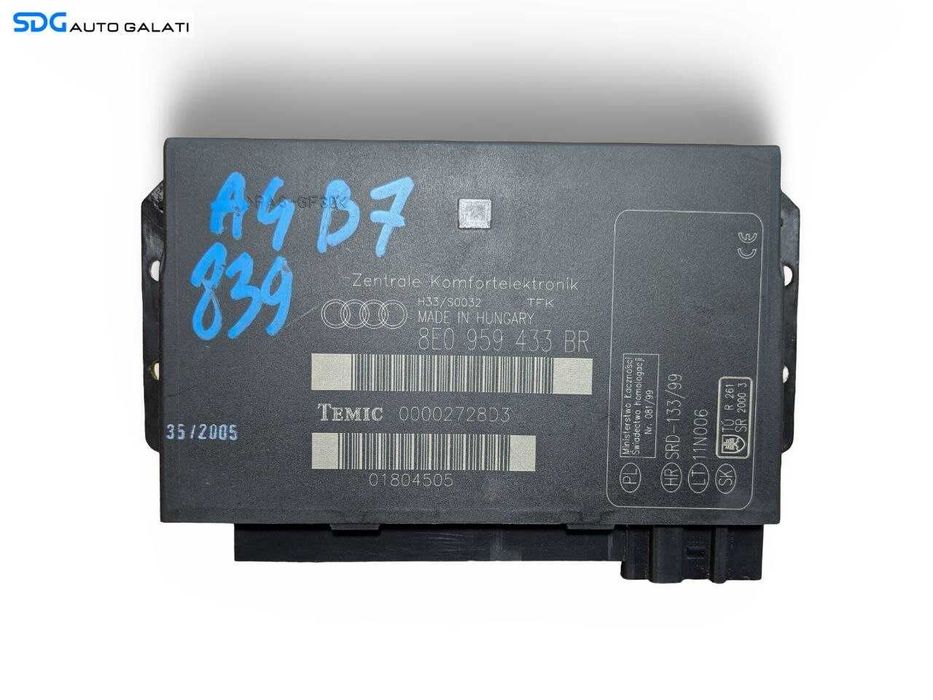 Modul Unitate Calculator Confort Audi A4 B7 2005 - 2008 Cod 8E0959433BR 00002728D3 [L9359]