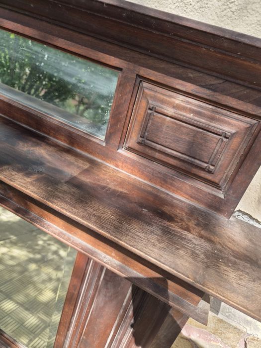 Антична дървена рамка за камина с огледала (Overmantel)
