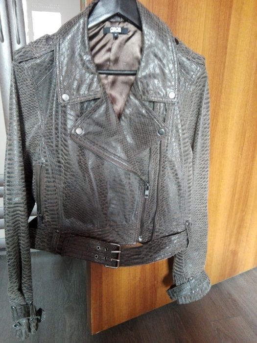 Кожено яке и яке с гъши пух с естествена кожена качулка