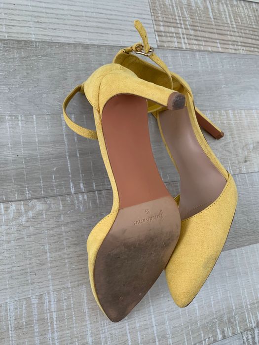 Pantofi cu toc si bareta glezna Stradivarius, mustar, 39