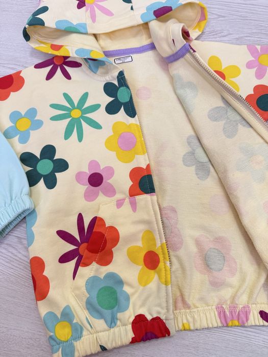 Яркий Комплект двойка для девочек, худи, из хлопка, разноцветный