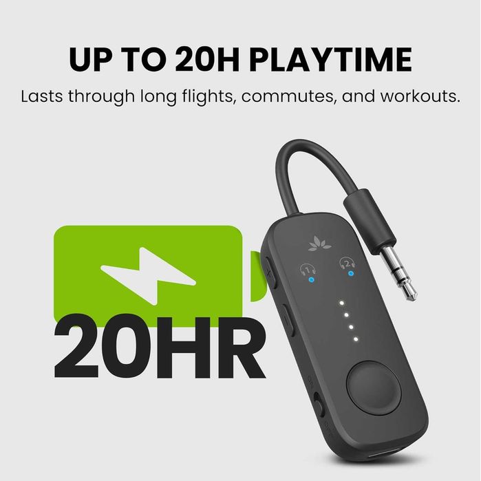 Avantree - Bluetooth 5.3 аудио адаптер за пътуване, полет, фитнес и др