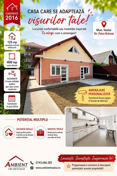 CASA individuala 125 mp cu teren 400 mp, VASLUI - zona INDUSTRIALA;