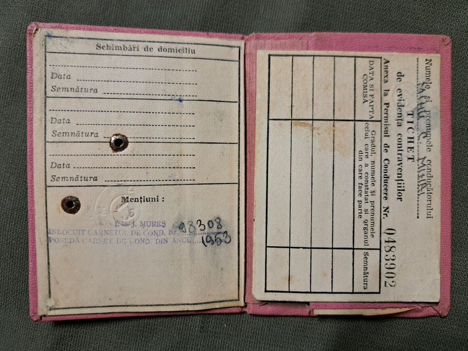 Permis vechi  de conducere RSR