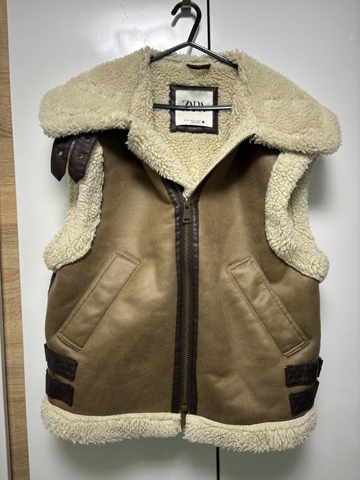 Елеци в размер XS-S - кожен елек Zara, елек каракул, естествен косъм