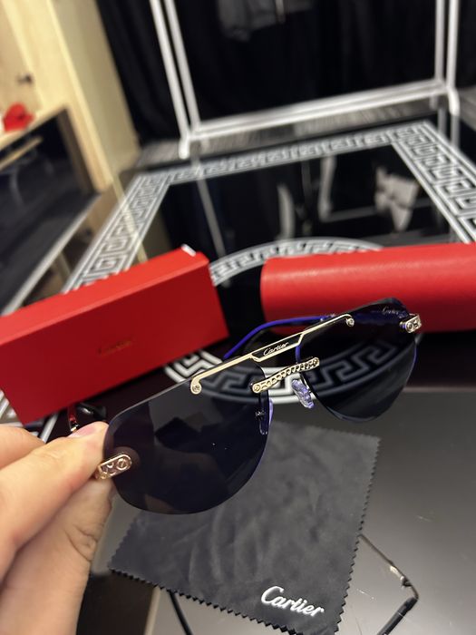 Ochelari de soare Cartier Rimless Luxury Gold Black – model rar, calitate premium