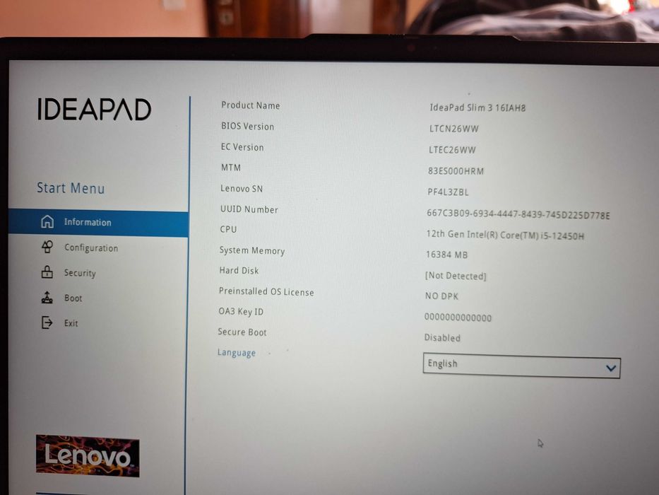 Vand Lenovo Idepad 3  WUXGA 16' intel i5 12450H ca
