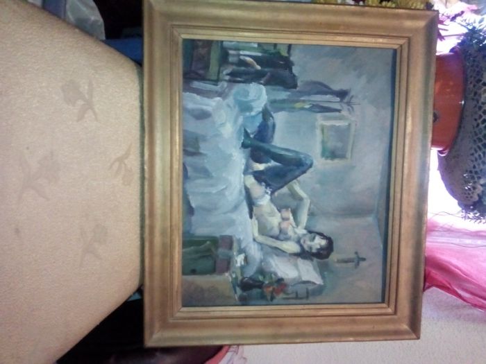 Vand Icoana veche pe lemn,Nuduri,FructieraArtNouveau