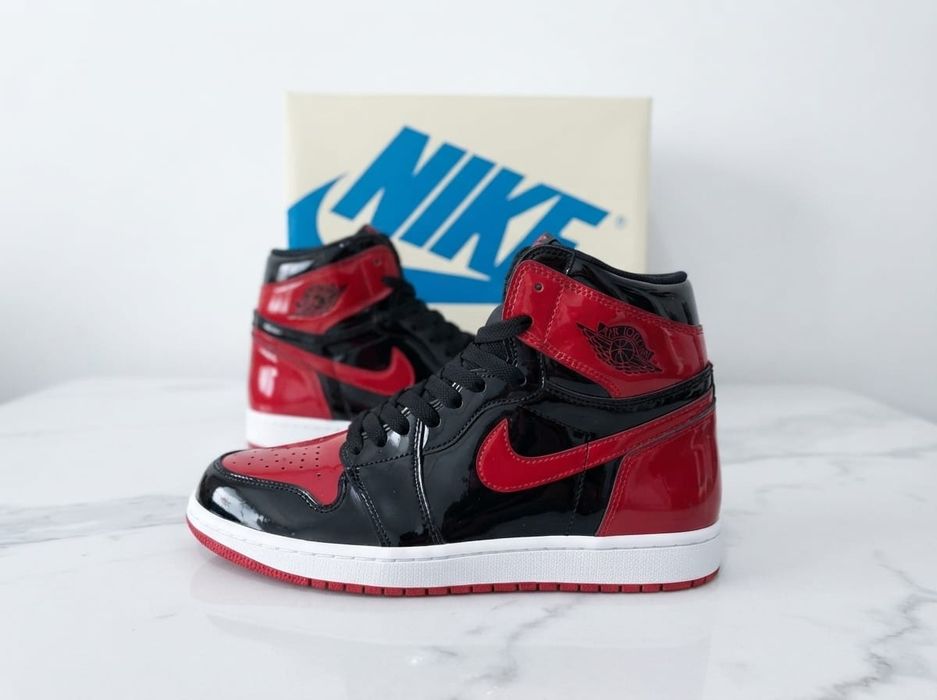Adidasi Jordan 1 High Patent Bred - Adidasi Fete Baieti
