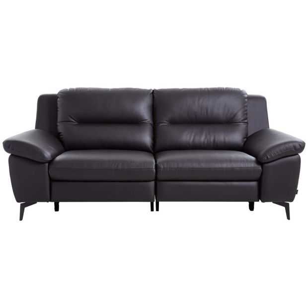 Комплект от триместен и двуместен диван от кафява естествена кожа