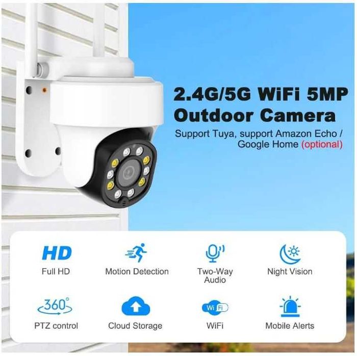 Cameră IP Tuya 5MP 5G WiFi Cameră de supraveghere video fără fir