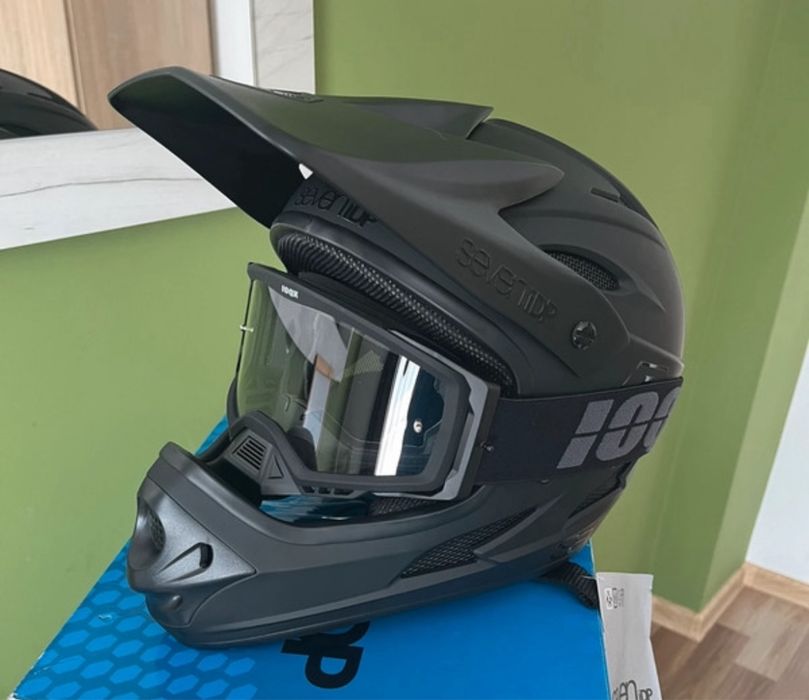 Casca fullface MTB bicicleta SevenIDP M + ochelari