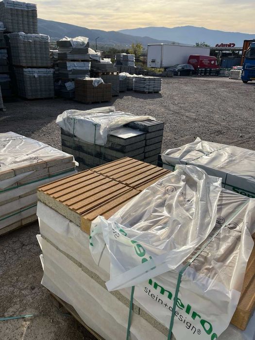 Тактилни плочи 40х40х8см с ивици и сфера, цвят: антрацит и охра