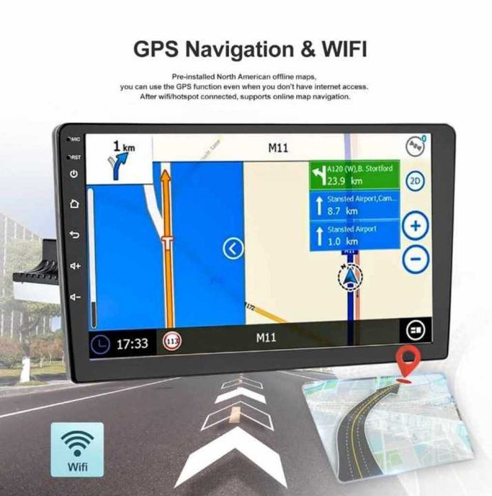 Мултимедия с GPS 10,1 Инча за кола ,1 Din, Bluetooth,радио,WiFi,Mirror