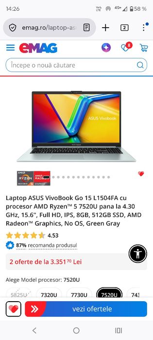 Laptop ASUS VivoBook Go 15 L1504FA