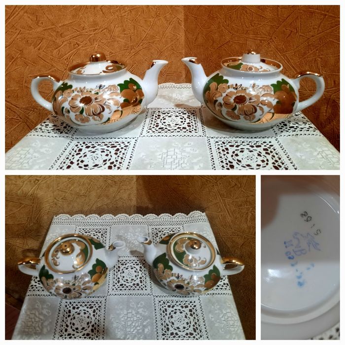 Абсолютно новые чайники, Вербилки. Фарфор, ручная роспись, золочение в