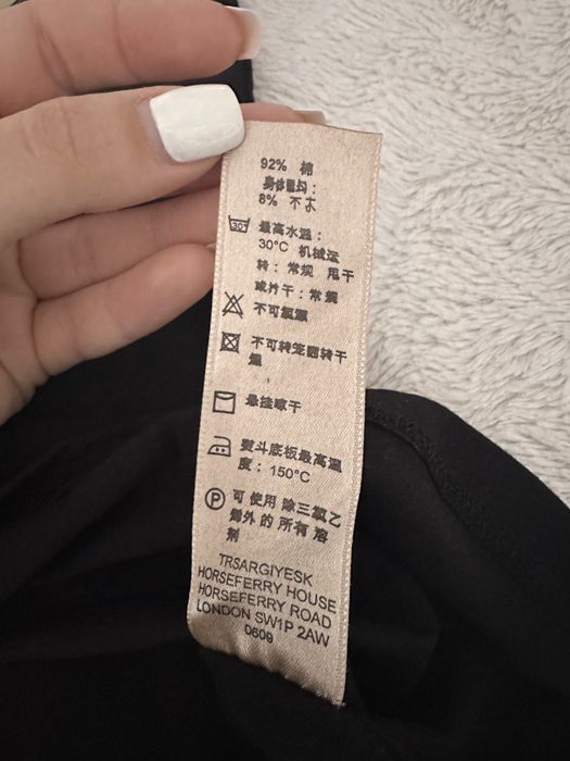 Tricou Burberry Brit damă, negru, mărimea M, aplicație cristale & imprimeu Nova Check, cu etichetă
