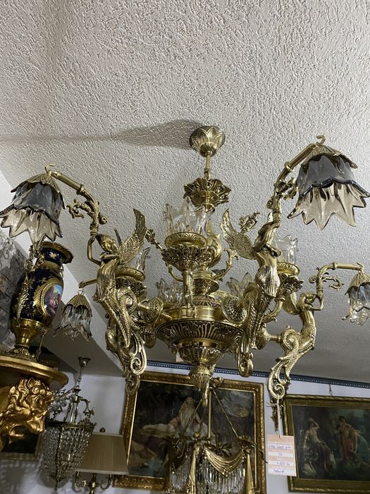 Candelabru bronz masiv 10 becuri