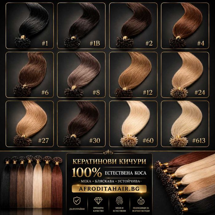 Перфектна дължина и обем с кератинови кичури от естествена коса.