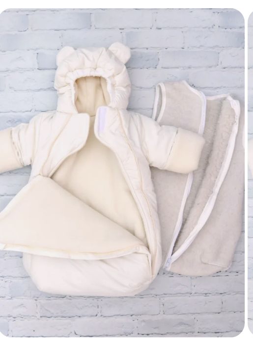 Конверт теплый с меховым вкладышем от рождения до 6 месяцев