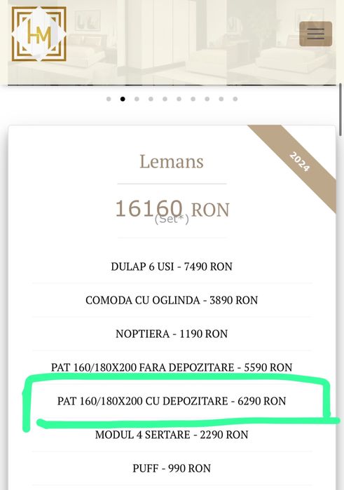 Pat matrimonial NOU 180x200 cm cu ladă – Home Mobili Le’ Mans