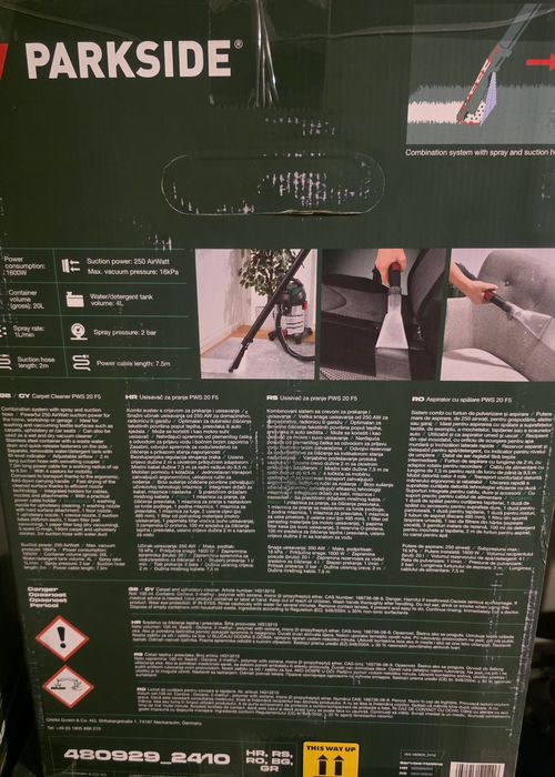 Vand aspirator Parkside cu injectie-extractie, nou cu garantie 1600w