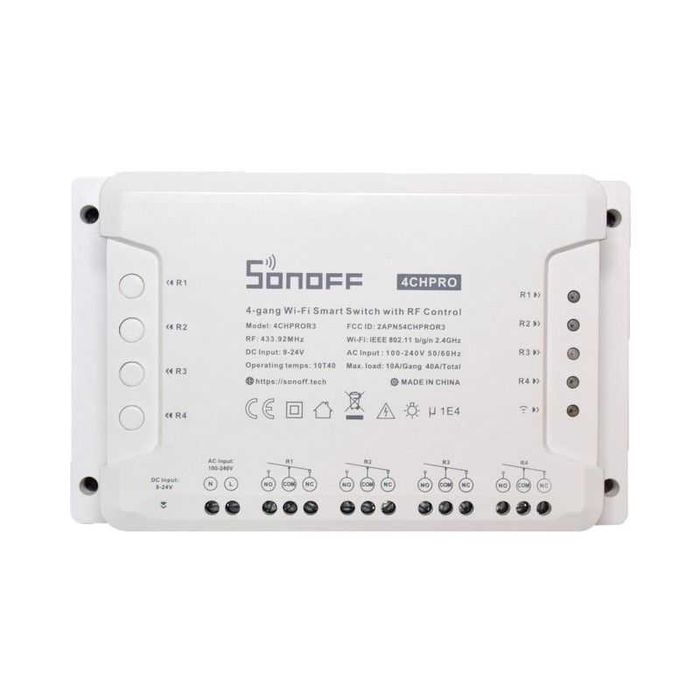 Sonoff 4CH PRO R3- WiFi смарт реле AC/DC с 4 изхода 10A + RFконтр