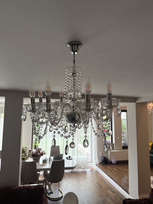 Candelabru Lustra Cristal 8 becuri led eleganta