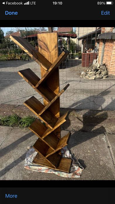 Дървена библиотека, стилна и красива! От естествено дърво!