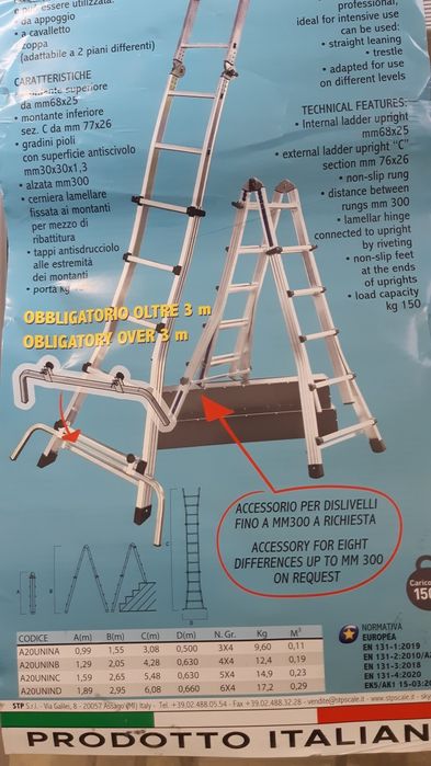 Scara profesională STP Italia în aluminiu 6+6 trepte