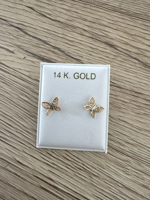 Cercei copii aur 14k Fluturasi dantelati