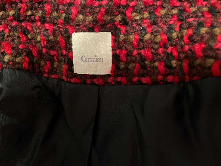 Palton Camaïeu roșu cu negru, texturat, mărimea M