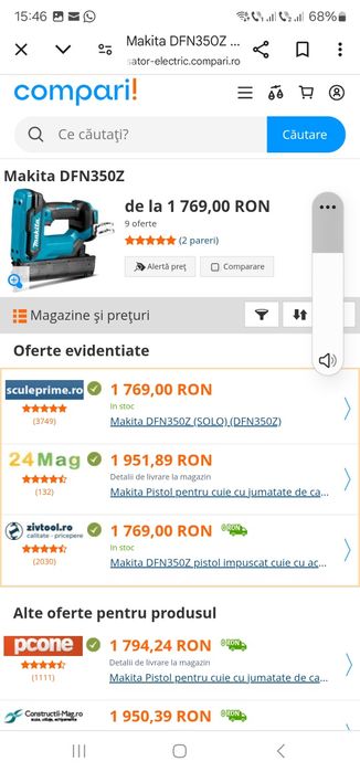 pistol cuie fără cap makita dfn350