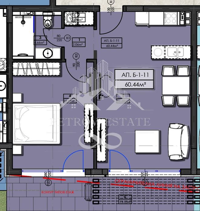 2-стаен в Пазарджик, област-гр.Велинград площ 69 цена 62400