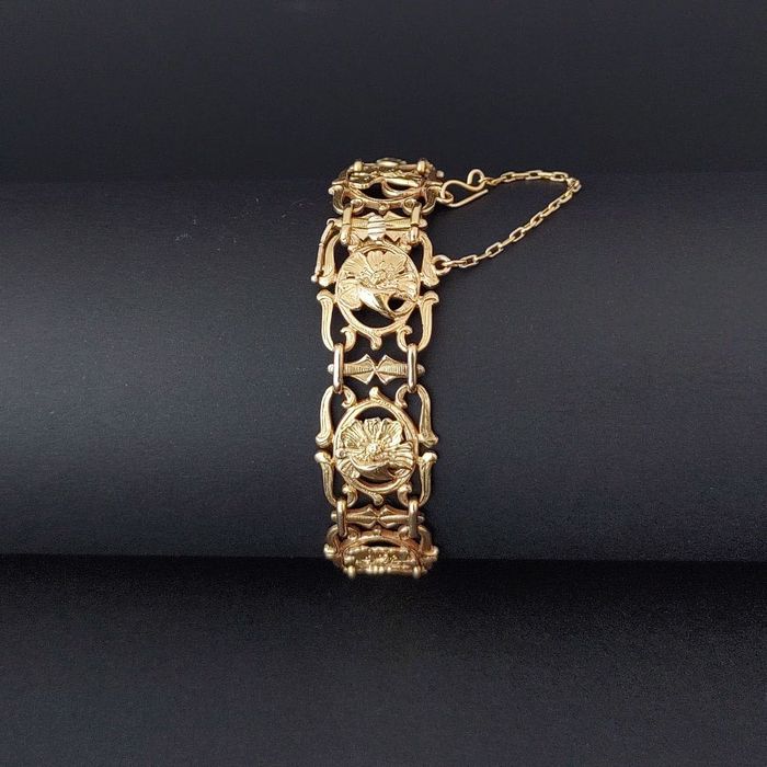 bratara autentica Art Nouveau, antique, aur 18k, certif.