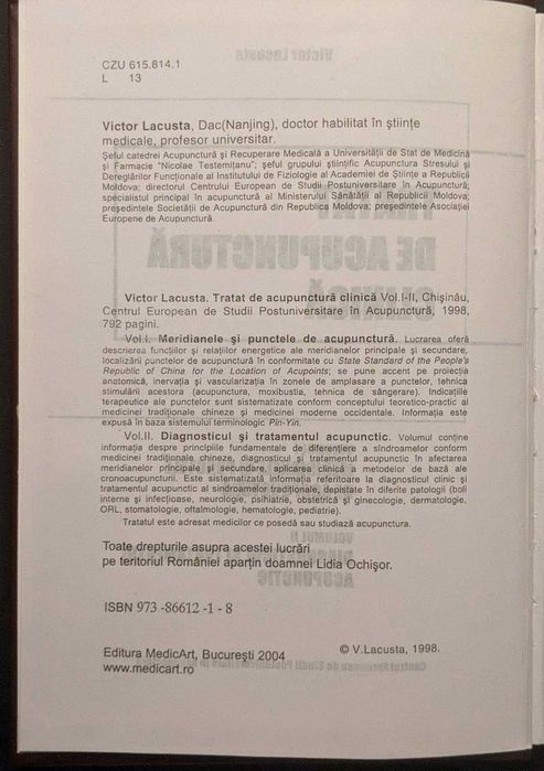 rar 2004 TRATAT de ACUPUNCTURA CLINICA Victor Lacusta Vol 1+2. 777 pag
