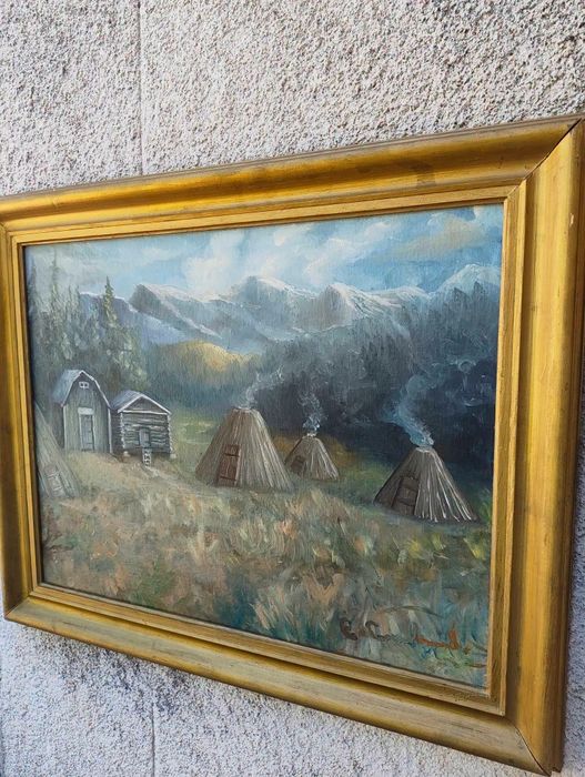 Голяма авторска скандинавска картина рисувана с маслени бои