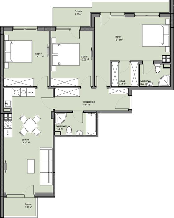 Продава се Четиристаен апартамент в София, Красна поляна 2 - 135 кв.м за 1704 €/кв.м - Снимка #1