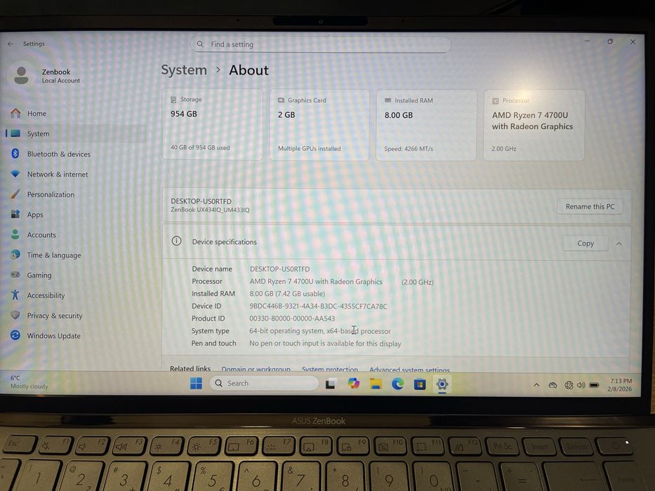 Asus Zenbook 14 2020 UM433I