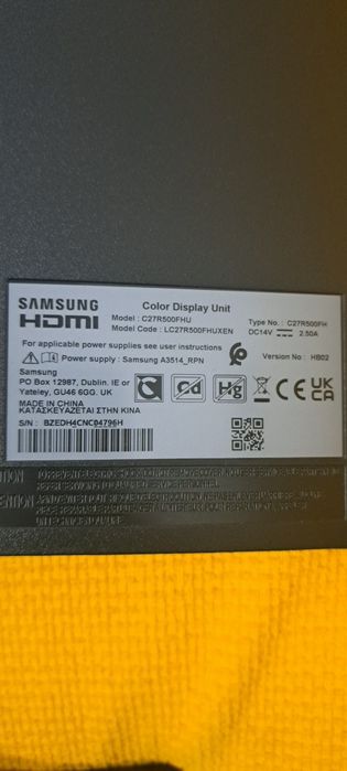 Monitor Samsung curbat model C27R500FHU